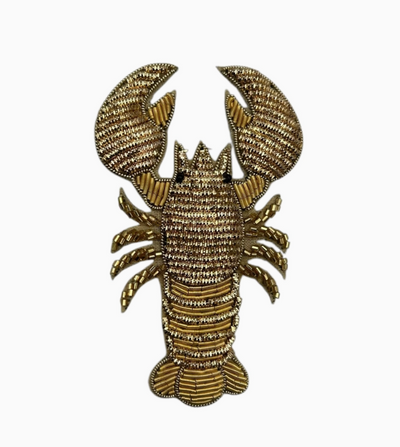 Golden Lobster Embroidered Brooch