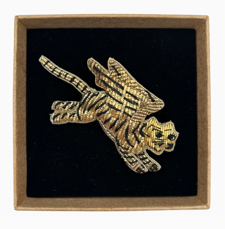 Flying Tiger Gold Embroidered Brooch