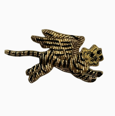 Flying Tiger Gold Embroidered Brooch