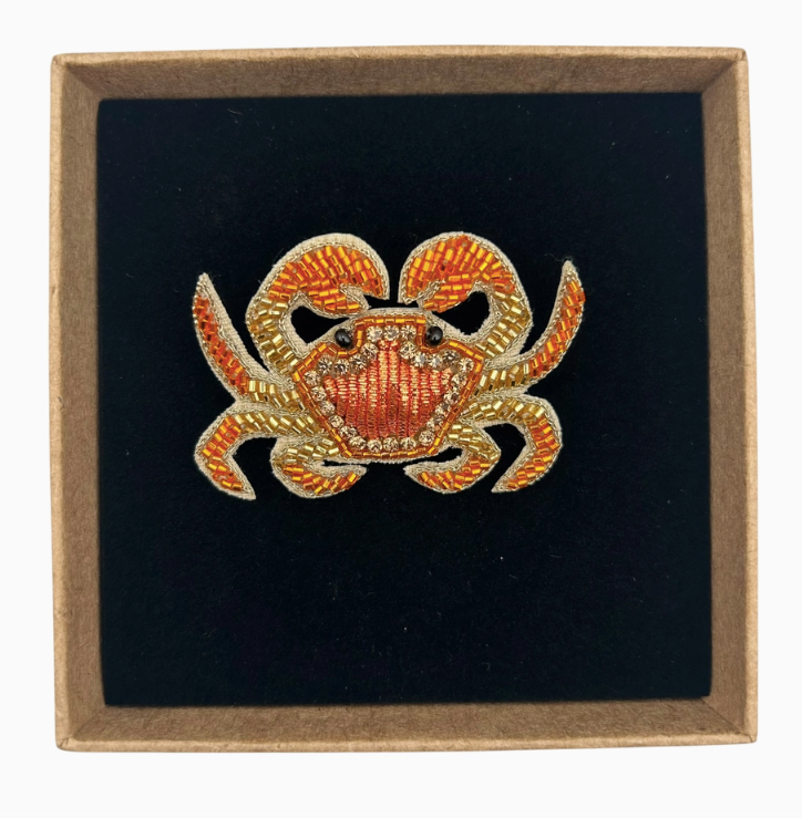 Crab Embroidered Brooch