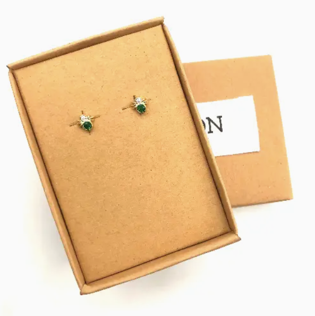 Mini Emerald Spider Earrings