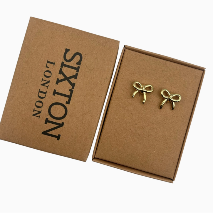 Mini Bow Gold Tone Earrings