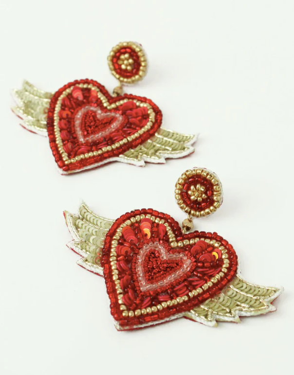 Flying Heart Statement Earrings