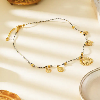 Braided Necklace with Sun Garden Charms