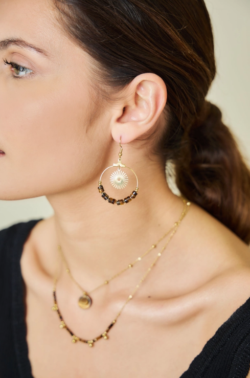 Sun & Tiger Eye Stone Earrings