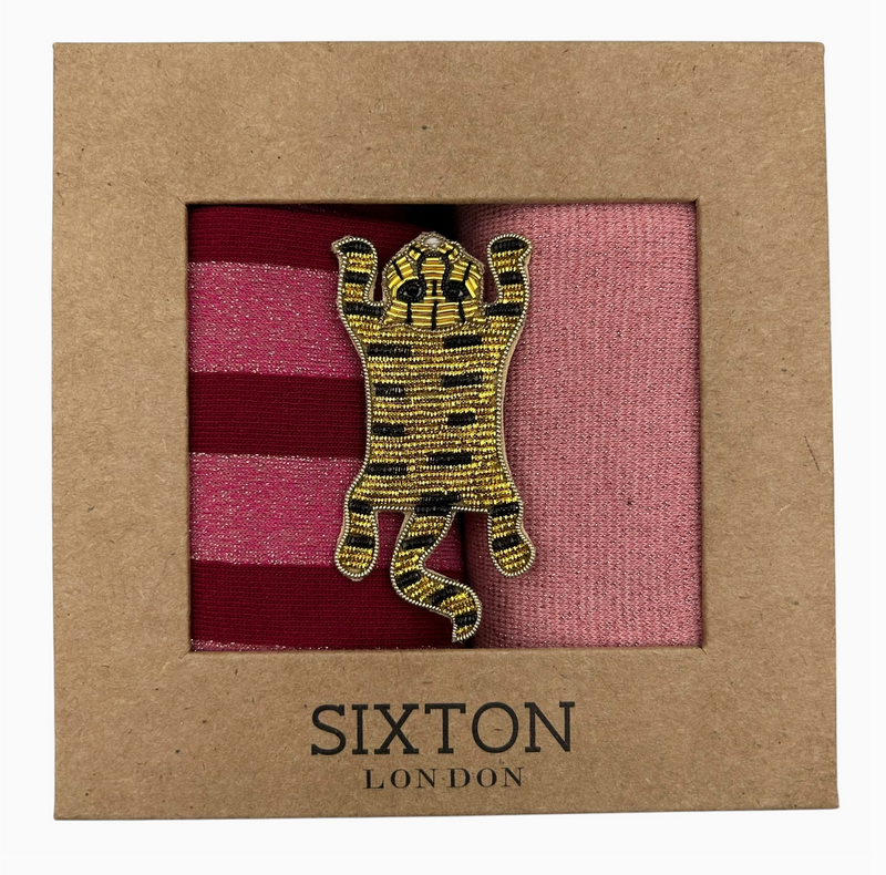 Berlin & Tokyo Sock Box with Tiger Body Brooch