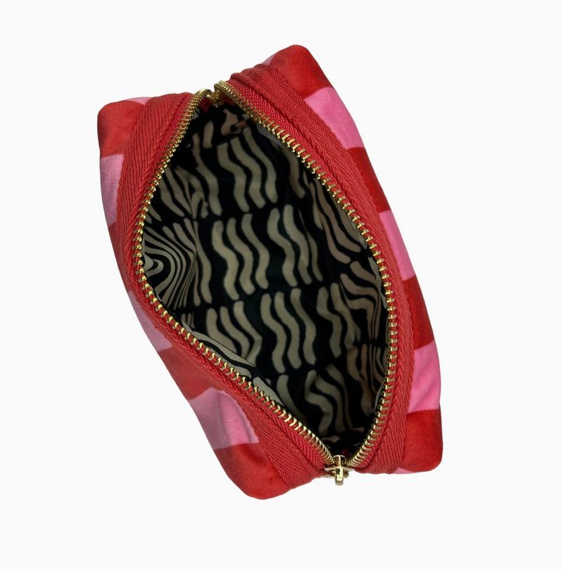 Bold Stripe Large Make-Up Bag with Lobster Brooch