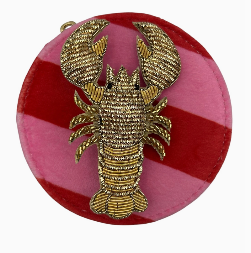 Bold Stripe Travel Jewellery Pot with Lobster Brooch