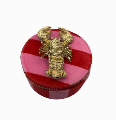 Bold Stripe Travel Jewellery Pot with Lobster Brooch