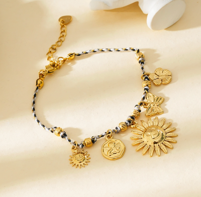 Braided Bracelet with Sun Garden Charms