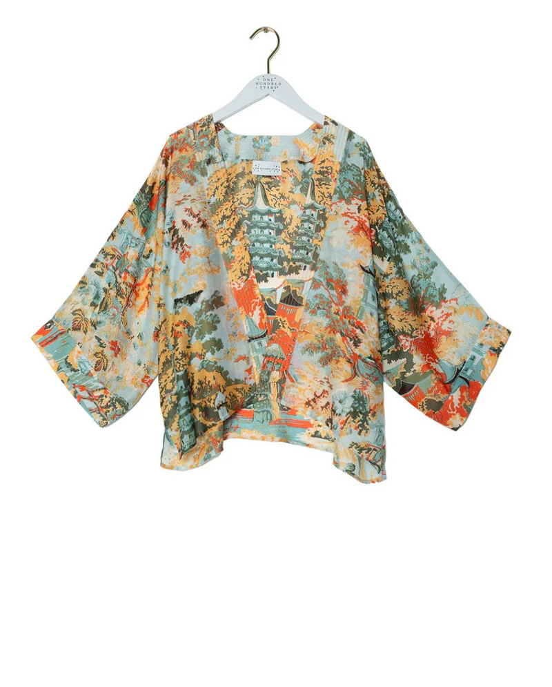 China Tree Aqua Kimono