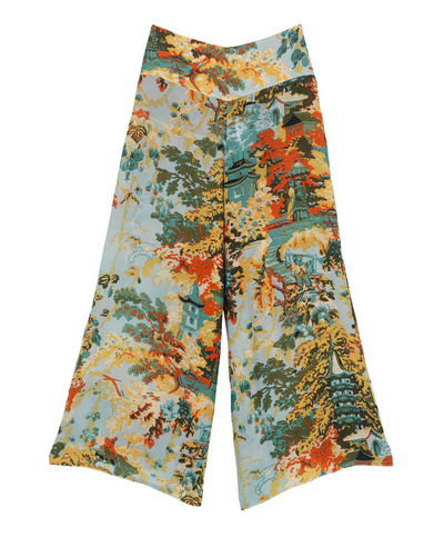 China Tree Aqua Crepe Palazzo Trousers