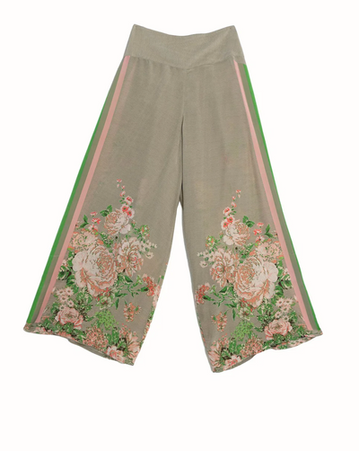 Neon Rose Beige Crepe Palazzo Trousers