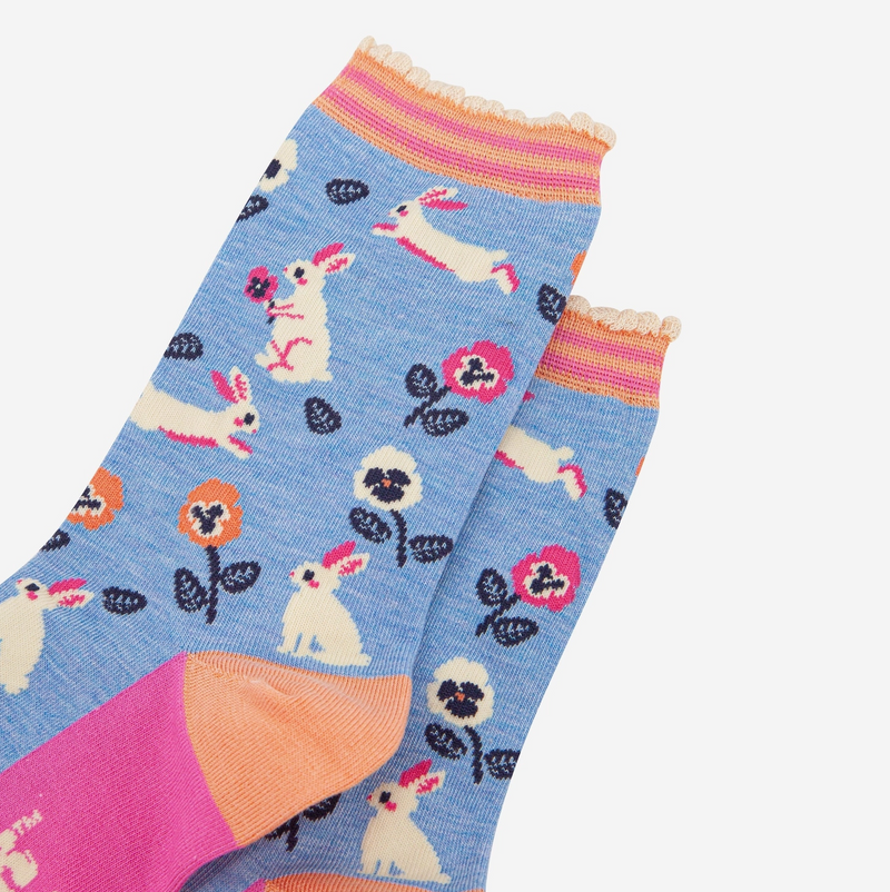 Rabbit Flowers Bamboo Socks