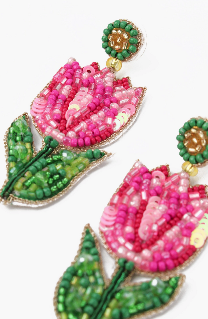 Pink Tulip Earrings