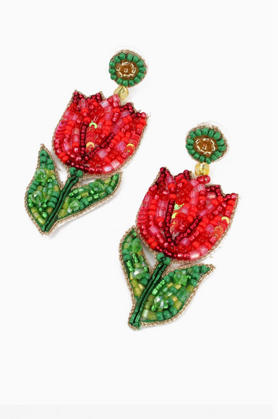 Red Tulip Earrings