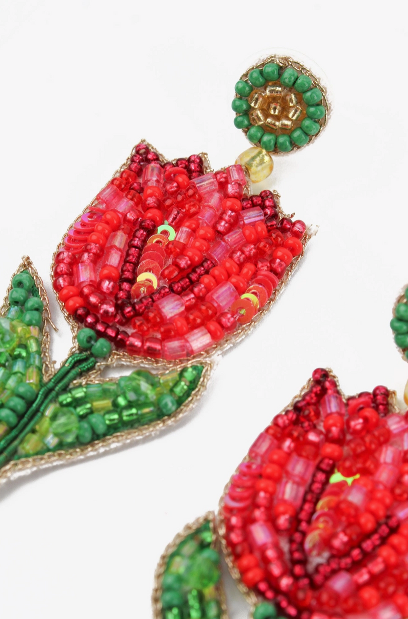 Red Tulip Earrings