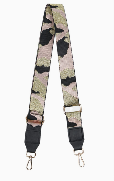 Black Glitter Narrow Camouflage Bag Strap