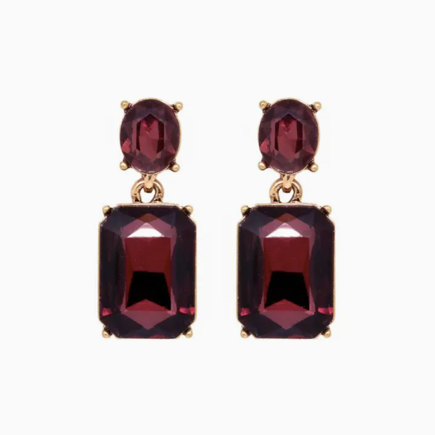 Oval Twin Gem Earrings