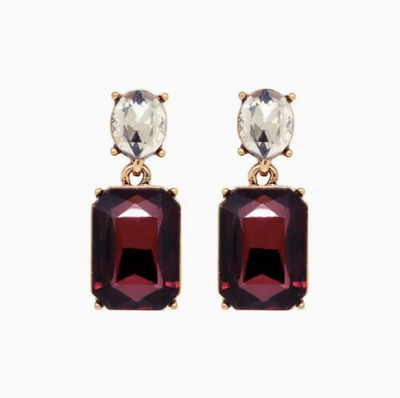 Oval Twin Gem Earrings