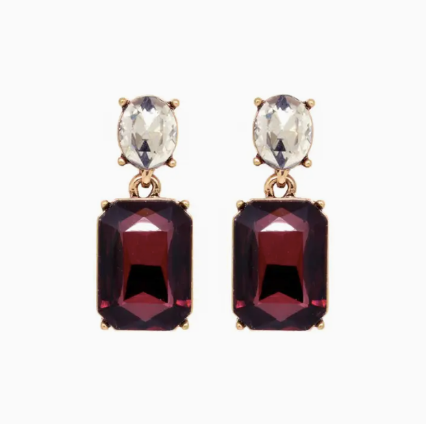 Oval Twin Gem Earrings