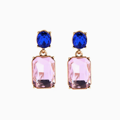 Oval Twin Gem Earrings