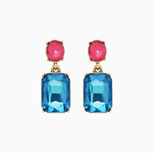 Oval Twin Gem Earrings