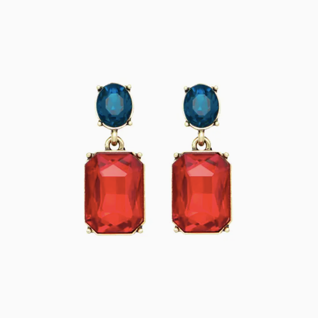 Oval Twin Gem Earrings