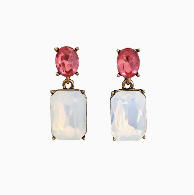 Oval Twin Gem Earrings