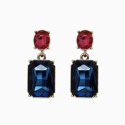 Oval Twin Gem Earrings