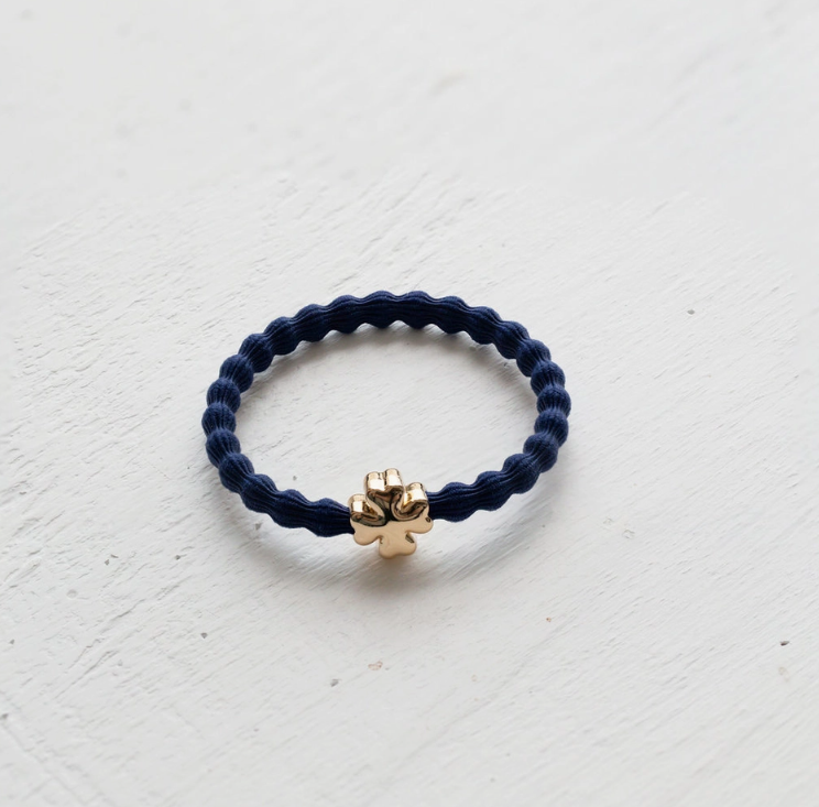 Wave Hair Tie with Gold Clover Charm