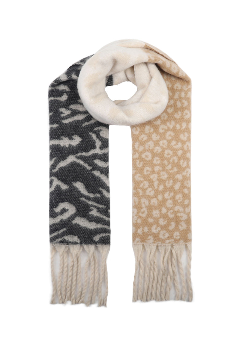 Dual Animal Tassel Scarf