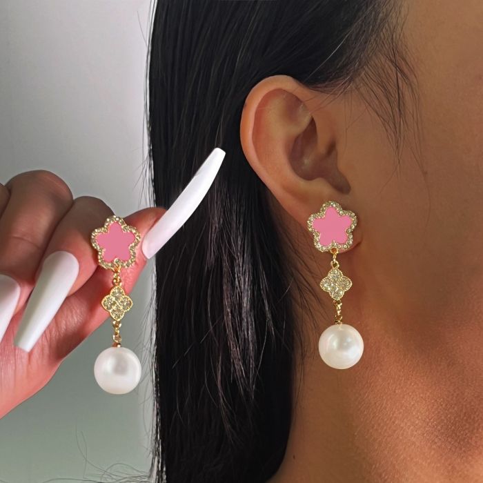 Petal & Pearl Drop Earrings