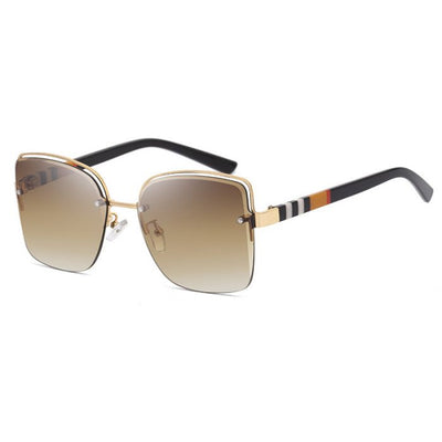 Rimless Lense Sunglasses with Stripe Detail