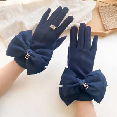 Statement Bow Gloves with Crystal Ring