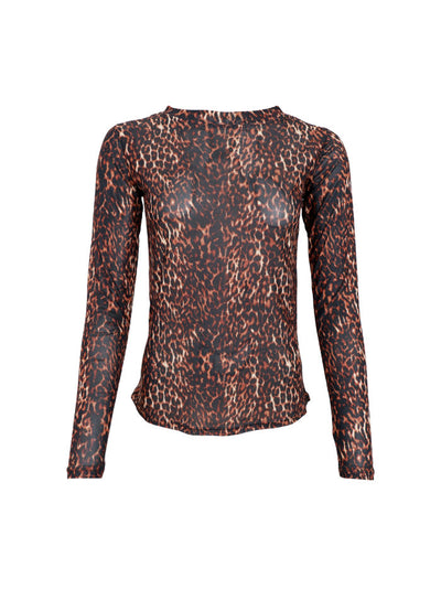 Annie Mesh Top in Brown Leo